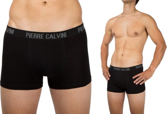Pierre Calvini - Boxershort Heren - Heren Ondergoed - 6 Stuks - Maat L - Zwart - Boxershorts Korte Pijp
