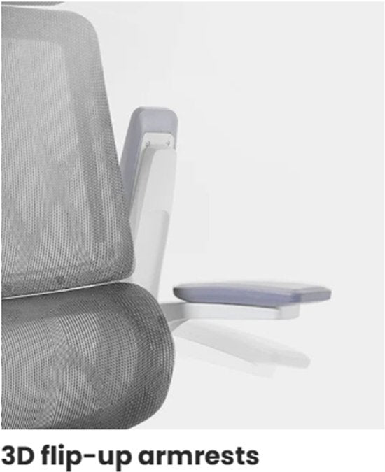 SIHOO M59AS Ergonomische Bureaustoel - 3D Verstelbare & 90° Opklapbare Armleuningen - Dubbele Rugleuning met Adaptieve Lendensteun - Zadelvormig Zitkussen - Hoogwaardig Mesh - BIFMA/SGS Gecertificeerd - Tot 150kg - 43.5x50.5x101.6cm——grijs