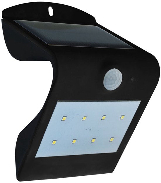 V-TAC VT-767-B Wandlamp op zonne-energie - IP65 - Zwart - 2W - 200 Lumen - 4000K + 3000K