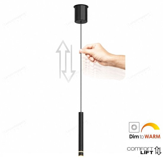 Hanglamp Volari 4714ZW zwart design hoogte verstelbaar van 50 tot 170 cm, met metalen en elektronische onderdelen, merk Steinhauer