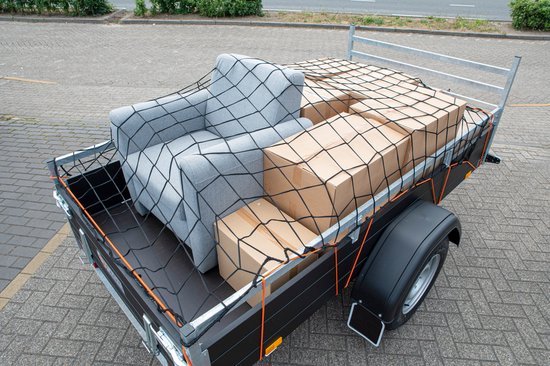 BLACK+DECKER Aanhangwagennet - 2 x 3 M - Rekbaar Elastiek - In Opbergtas - Zwart