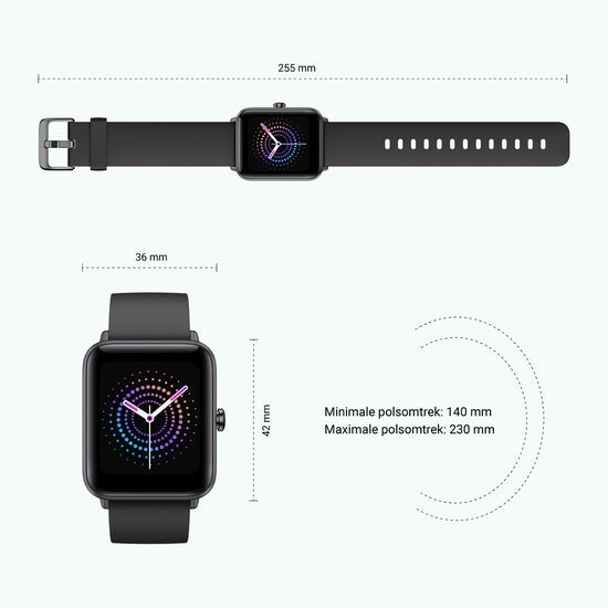 MAOO BOOST Smartwatch – Waterproof – Smartwatch voor Heren & Dames – Stappenteller, Hartslag & Slaapmonitor – Multisport – Android & iOS – Zwart