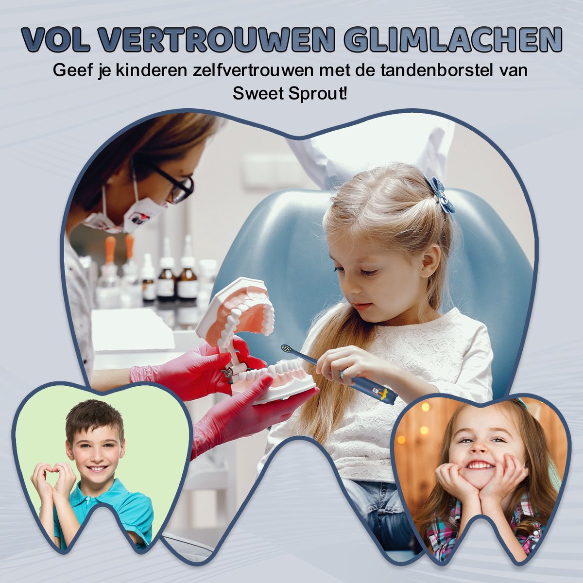 Sweet Sprout Sonische Elektrische Tandenborstel Kinderen - Baby en Peuter - Inclusief 3 opzetstukken en timer - 0 t/m 4 jaar