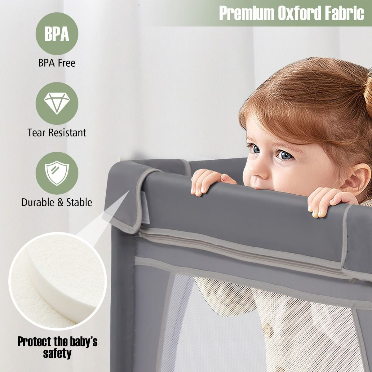 Babybox met Grote Ritsdeur Groot Speelhek met Zijvak & 50 Speelballen Grote Vloerstaande Babybox 206 × 147 × 68,5 cm Donkergrijs