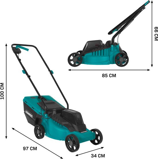 VONROC Accu Grasmaaier 20V – 32 cm maaibreedte – Borstelloze motor - Drie instelbare maai-hoogtes: 30/50/70 mm - Incl. 30L Opvangbak - Excl. Accu en snellader