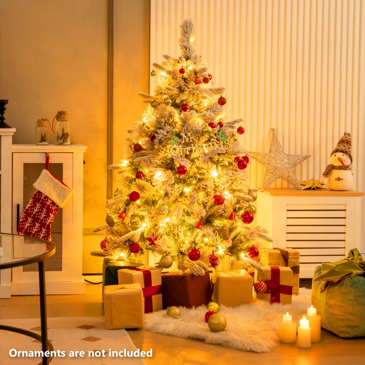 Coast Kunstkerstboom Met Sneeuw En Verlichting - 150 Warmwitte LED-Lampjes - 136 cm Hoog - Groen