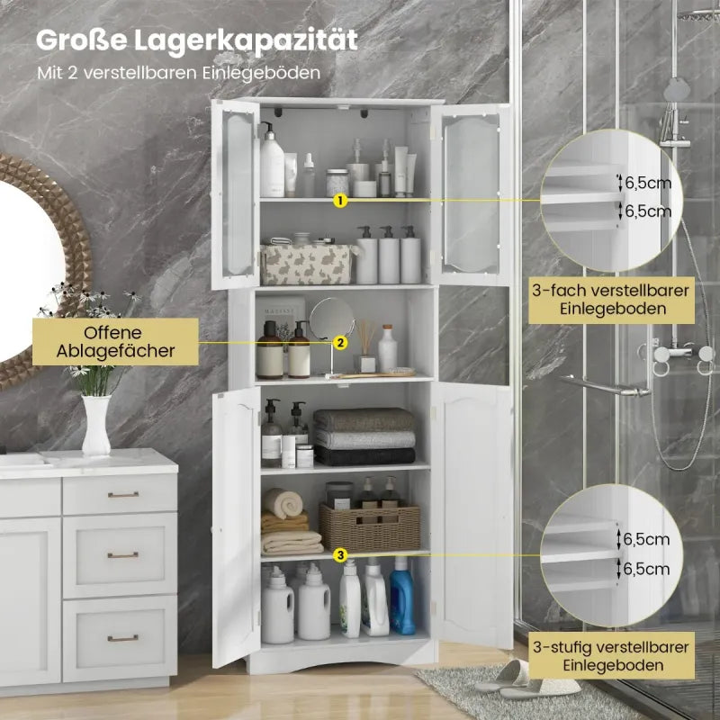 Coast Kast - Verstelbaar - MDF & Glas - 60 x 30 x 164 cm - Wit