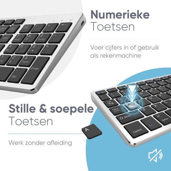 Trendfield Draadloos Toetsenbord - Bluetooth Keyboard - Stille Toetsen - Oplaadbaar - Qwerty - Space Grey