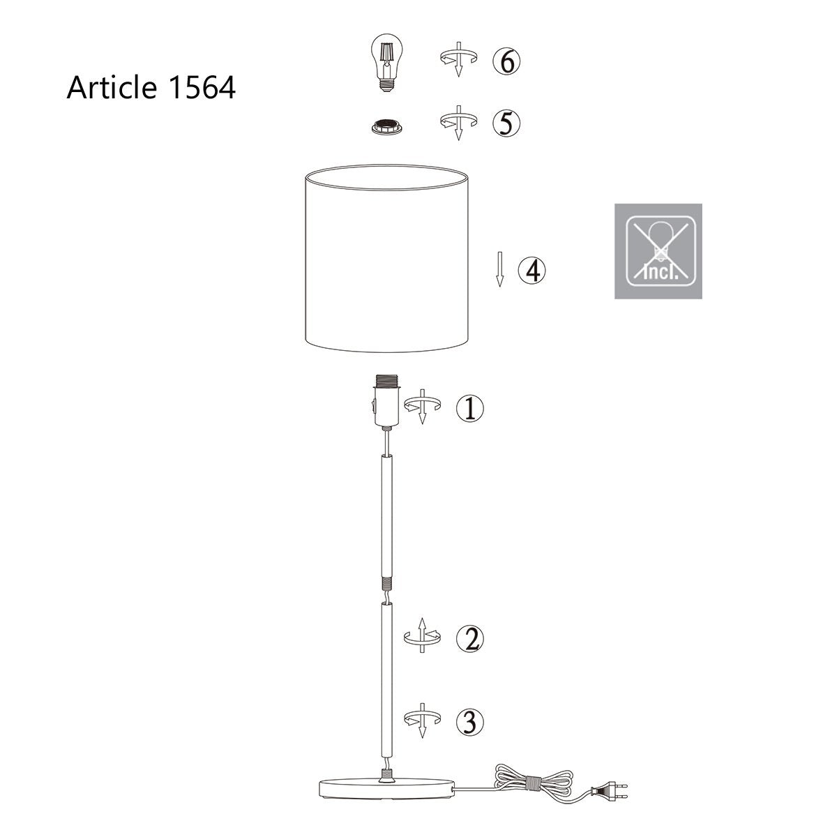 Vloerlamp Mexlite Noor - Staal