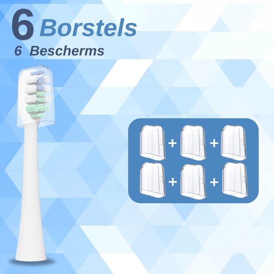 VAIVE Tandenborstel Opzetborstel Set - 6 Stuks - Sonic Wave Precision X8900 - Wit