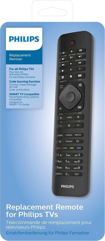 Philips Afstandsbediening - Philips TV SRP4000/10 - Universele Philips TV Afstandsbediening - Zwart