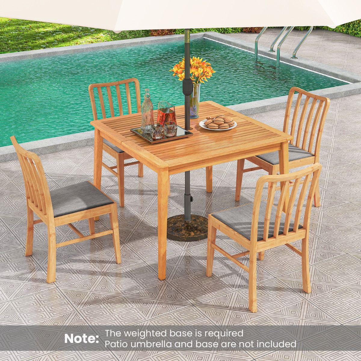 Coast Tuintafel van acaciahout - vierkant - met parasolgat - natuurlijk - 100 x 100 cm