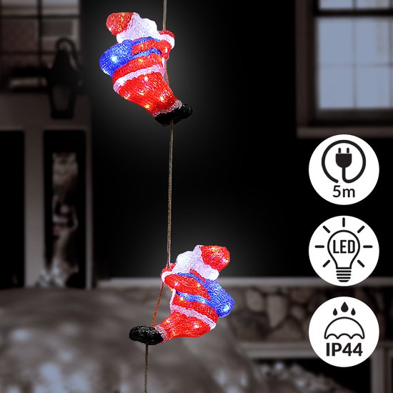 3x Deuba Kerstfiguur Kerstman – LED Acryl 30cm –Wit Licht