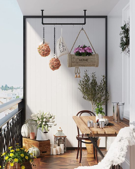 Hoppa! - Kledingrek Set van 2 - Industrieel Design - Zwart 92x30x7.5 cm