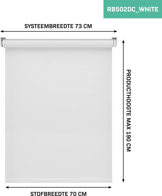 VONROC SMART BLINDS - Elektrisch rolgordijn - Uitbreiding - 70 x 190 - Wit – Zonder afstandsbediening en oplaadkabel