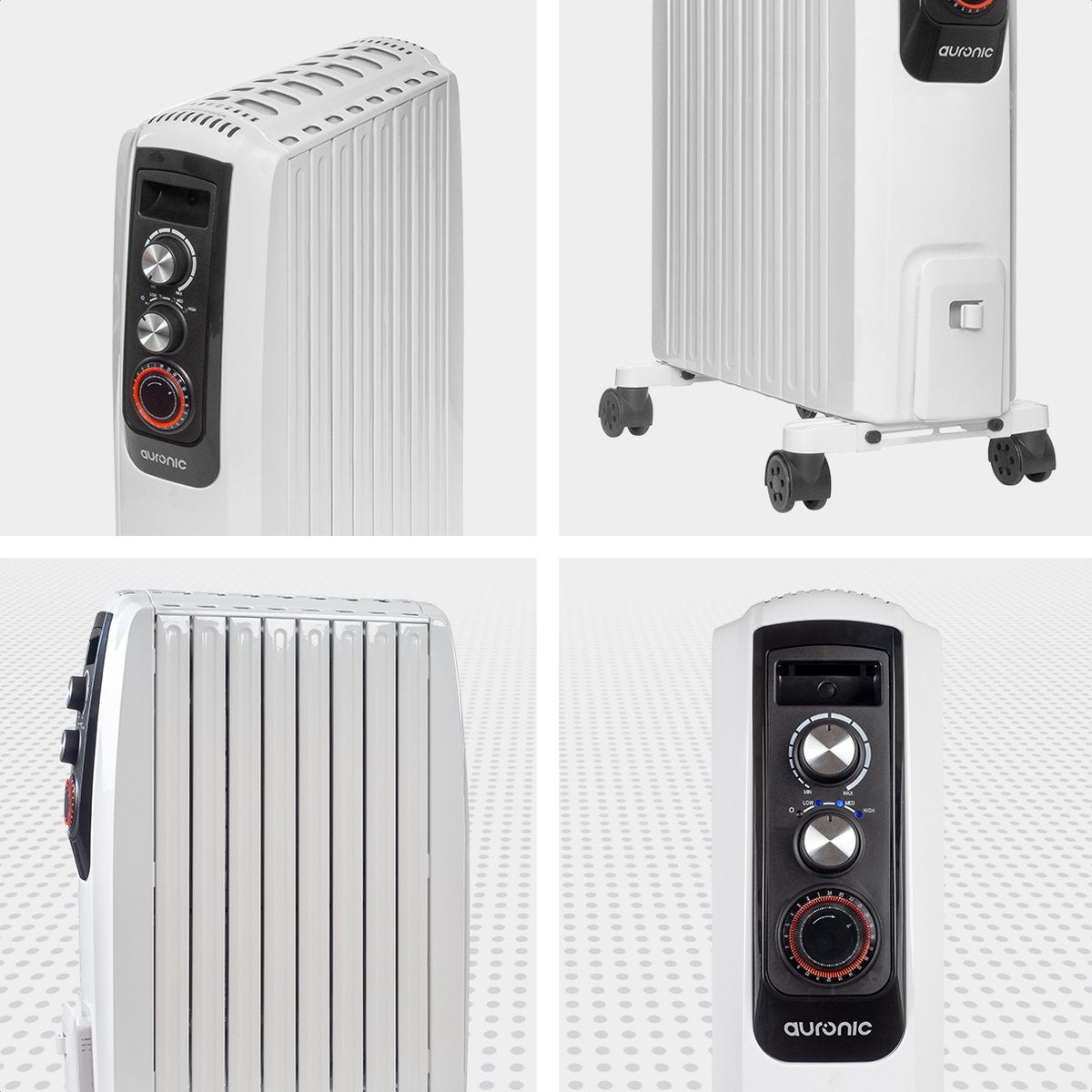 Auronic Olieradiator met Thermostaat - Elektrische kachel - Timer - 3 Standen - tot 2000W Heater - Wit