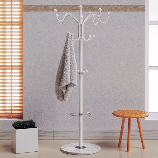 Casaria Kapstok - Staand 14 haken Draaibaar 37x37x175cm - Wit