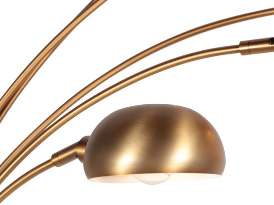 Bronzen vloerlamp Pentra 4855BR, 5-lichts van Mexlite met marmeren voet, verstelbare armen en kantelbare reflectoren, moderne retro stijl, hoogte 210 cm en reikwijdte 100 cm