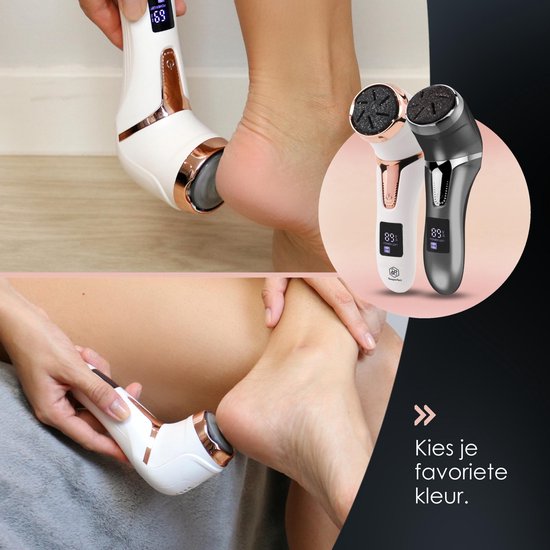 Beeperfect® Elektrische Eeltverwijderaar met Stofzuigsysteem - Voetvijl - Eeltvijl - IPX7 Waterdicht - Gratis Pedicure set - Inclusief 6 Eeltschijven - Zwart