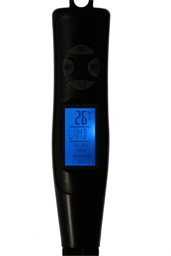 Alpina Vleesthermometer - Digitaal - Voorgeprogrammeerd - 2 Probes - RVS/ Zwart