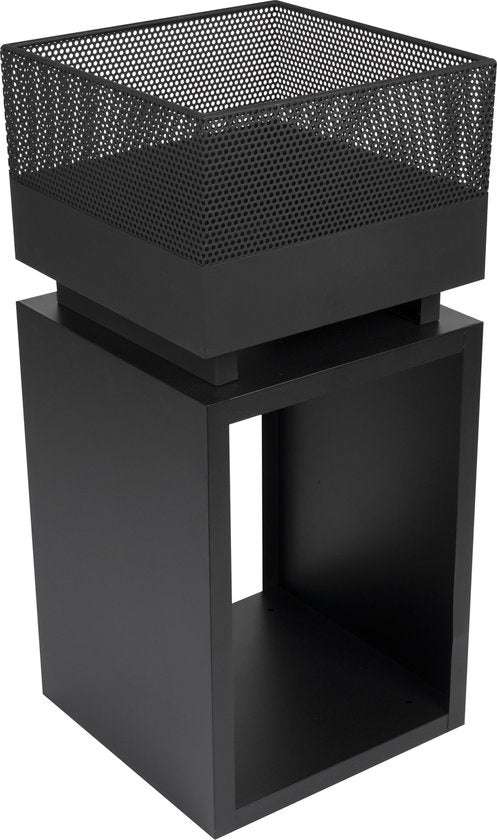 BBQ Collection Vuurkorf – Met Vonkenscherm & Houtopslag – 39 x 39 x 85 cm – Zwart