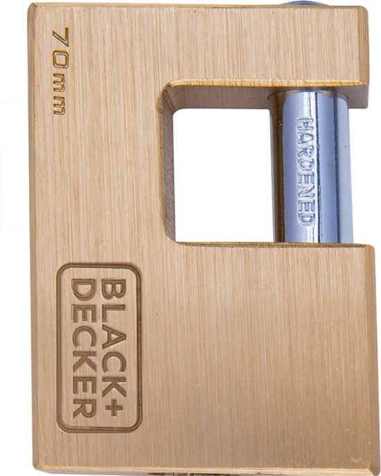 BLACK+DECKER Hangslot - 70mm - Incl. 3 Sleutels - Massief Messing
