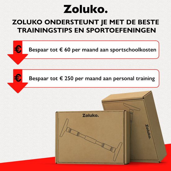 Zoluko Professionele Pull Up Bar - 200kg Draagkracht - Incl. E-book - Eenvoudige Bevestiging - Optrekstang Fitness - Pull Up Station voor Thuis Sporten - Chin Up Bar - Zwart/Rood