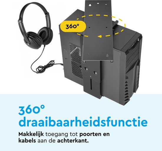 BRASQ Universele CPU Houder Zwart - Verstelbare CPU-standaard - Kabelmanagement - 360 graden draaibaar - Draagkracht 10 KG