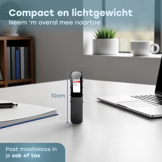 Audyn Voice Recorder Digitaal - 400 Uur Audio Opname - Afluisterapparatuur op Afstand - Dictafoon - 360° HD Opnames - Zwart