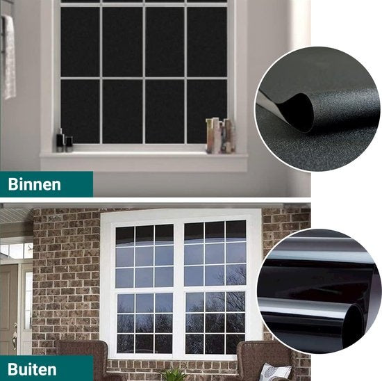 Homewell Verduisteringsdoek 60x200cm - Raamfolie Verduisterend - Blackout - Anti Inkijk, Isolerend en Zonwerend - Herbruikbaar - Statisch – Zwart