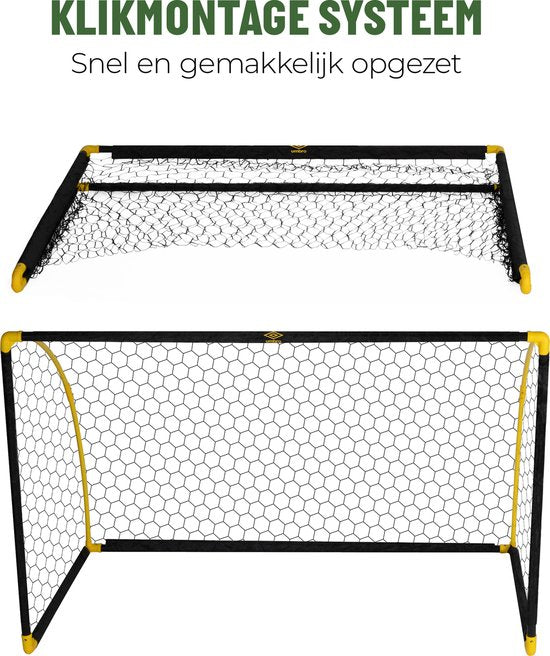 Umbro Voetbaldoel - Voetbal Goal 180 x 91 x 120 cm - Voetbalgoal Groot - Buitenspeelgoed voor Kinderen en Volwassenen - Opvouwbaar en Snelle Montage - Voetbal Training Doel - Zwart/ Geel