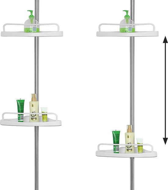 Telescopisch doucherek van chroom, verstelbaar 155 - 320 cm met extra handdoekrek