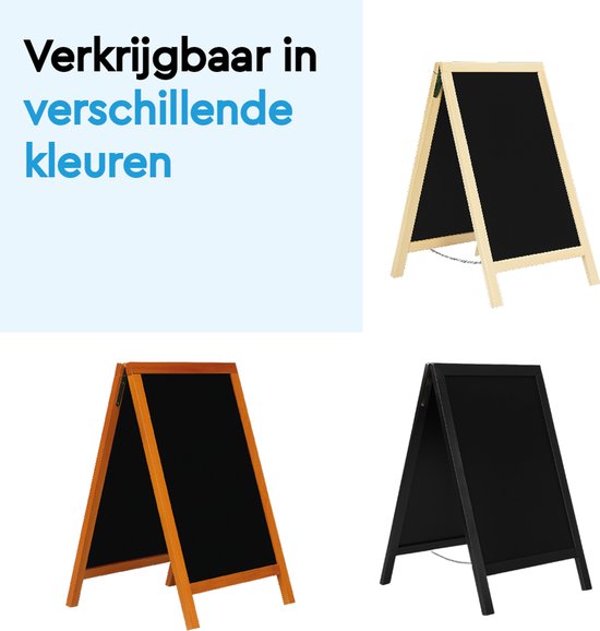 BRASQ Krijtstoepbord Zwart - 70x130 CM - Krijtbord - Reclamebord - Stoepbord - Dubbelzijdig - voor Binnen en Buiten - Horeca