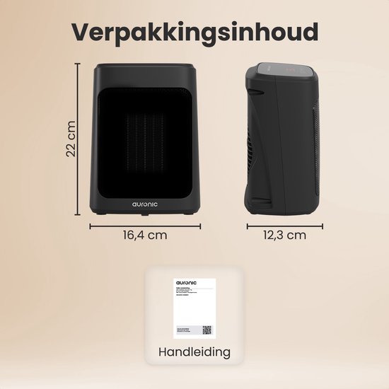 Auronic Ventilatorkachel Digitaal - Keramische Kachel - Draagbaar - 2000W Heater - Zwart
