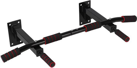 TTD® Premium Pull Up Bar - Pull Up Station - Optrekstang Wandmontage - Dip Station - Dip Bars - Thuis Sporten - Thuis Fitness - Premium materialen - Extra stevige montage onderdelen - Home workout - Zwart/Rood