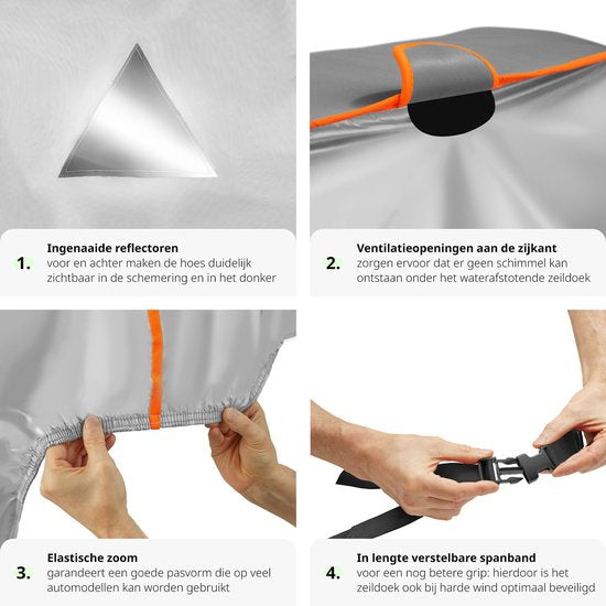 tectake® Autohoes - Autozeil - Hagelbescherming - Waterdicht deken - Ademend - Elastische autogarage - Autoaccessoires met opbergtas - Compatibel met vele modellen - Afmeting (LxBxH) 483x 178x 120 cm - Large