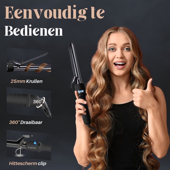 VAIVE Krultang met Klem - 25MM - Krultangen - Haarkruller - Hair Curler - Curling Iron