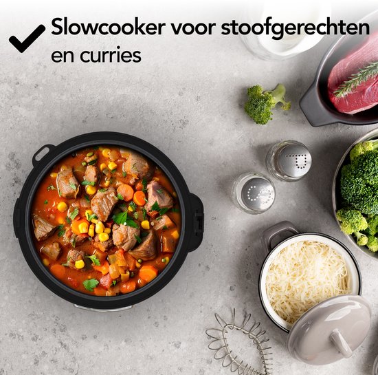 Aviro Rijstkoker - Slowcooker - 1,2L - 7 Functies - Warmhoudfunctie - Rice Cooker - Anti Aanbaklaag - Multicooker - 2-6 Personen - RVS