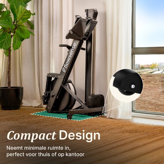 Flowsense Roeitrainer op Luchtweerstand – Professionele Roeimachine – 10 Weerstandsniveaus – Inklapbaar – Full Body Workout – Bluetooth App & LCD Monitor – Max. 200 kg – Roeitrainers - Voor Thuis & Sportschool