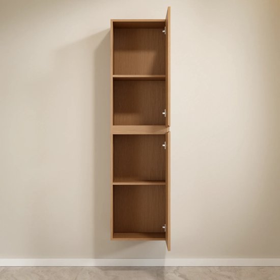 Mirlux Badkamerkast Ruvo - 150cm - Licht Eiken - Hangende Kolomkast met 2 Deuren