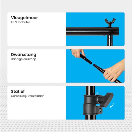 Auronic Achtergrondsysteem - Complete Set - Zonder Doek - Verstelbaar - 300 x 260cm
