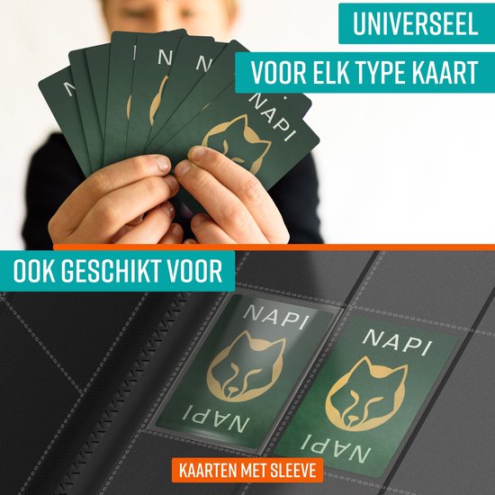 NAPI Verzamelmap 360 Kaarten - Pro Binder Map voor Kaarten - Trading Card Map - 9 Pocket - Premium Card Binder - 20 Pagina’s - A4 Formaat - Zwart
