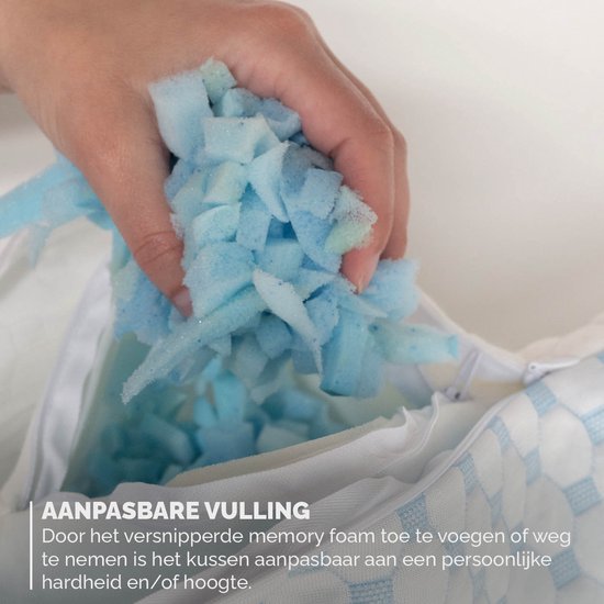BREND BR-2215 CloudComfort Hoofdkussen voor alle Slaapposities – Memory Foam - Met Warme en Koele Kant - Aanpasbaar Comfort - Wit