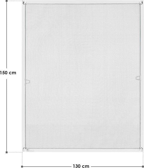 Vliegenhor / Raamhor / Hor - 130 x 150 cm - Wit - Incl. Bevestigingsmateriaal
