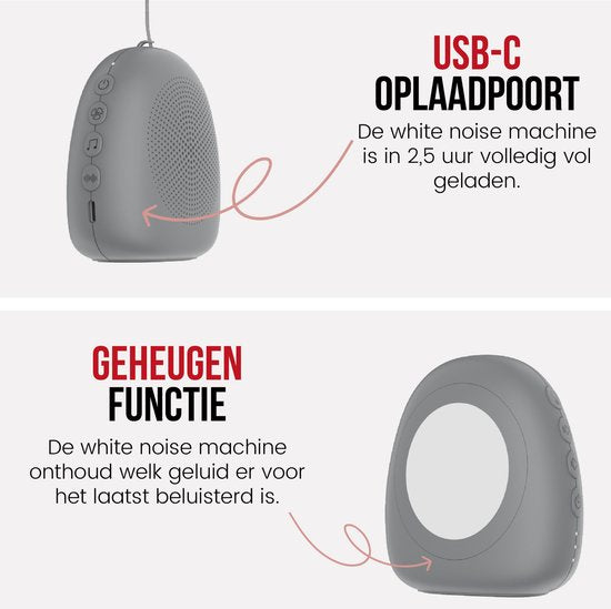 White Noise Machine - Slaaphulpen - Witte Ruis - Baby Slaap Hulp - Druppel - Grijs