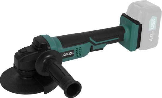 VONROC Accu Haakse Slijper - VPower 20V – Ø125mm – Incl. zijhandgreep & toolbag - Zonder accu & lader