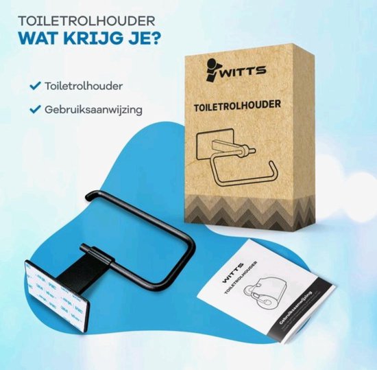 WITTS WC Rolhouder - Zelfklevend / Zonder Boren - Toiletrolhouder - Zwart