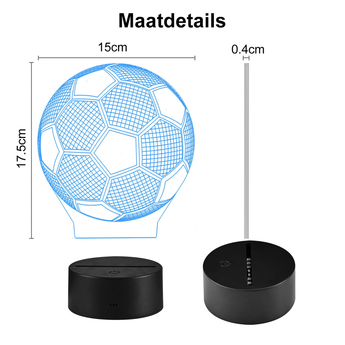 VIVREAL 3D LED Voetbal Nachtlampje - 15 x 17,5 cm - 16 Kleuren, Afstandsbediening, Touch