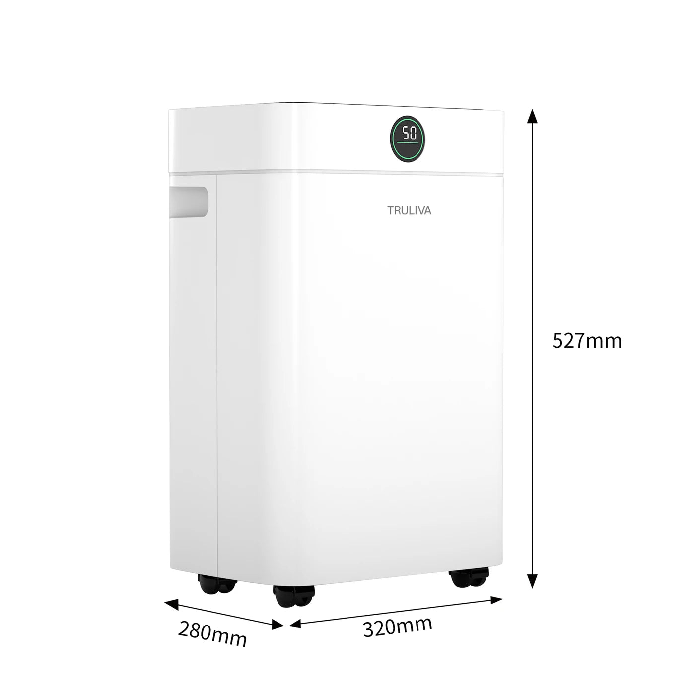 Truliva Luchtontvochtiger 25 L/dag - Wasdroogfunctie - Auto Defrost - R290 - 2,8 L Watertank - 32 x 28 x 52,7 cm