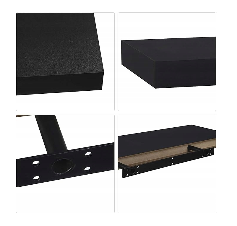 Esituro Wandplank Zwevend 50 cm - Set van 2 - Zwart MDF - Modern